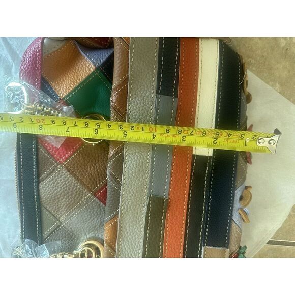 New Genuine Leather Multi Color Purse Satchel - Picture 10 of 10